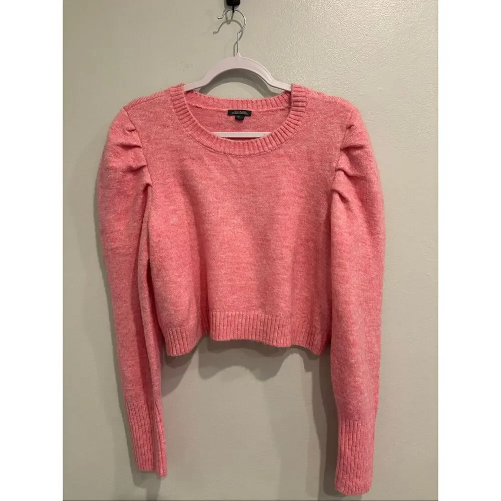 Wild Fable L link cropped pouf sleeve sweater